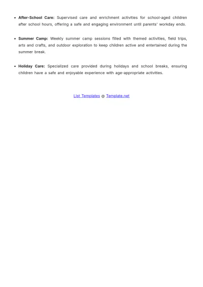 Free Daycare Price List Template to Edit Online