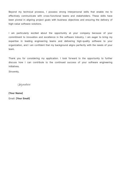 Free Team Lead Software Engineer Cover Letter to Edit Online