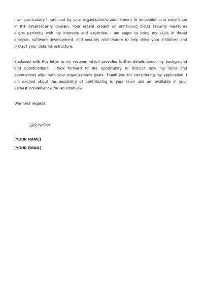 Free Security Software Engineer Cover Letter to Edit Online