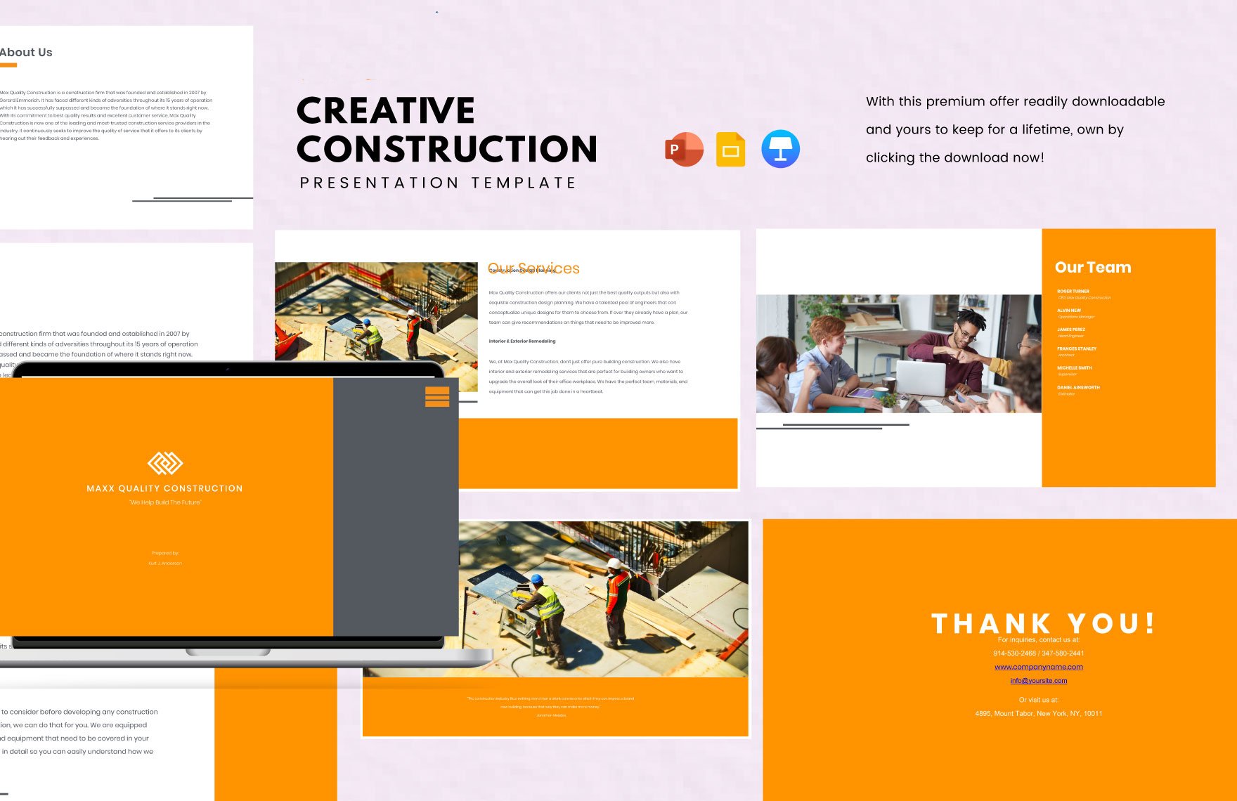 Free Creative Construction Template in PowerPoint, Google Slides, Apple Keynote