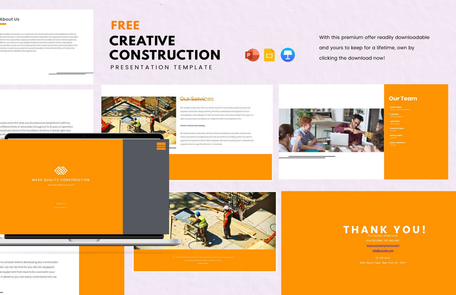 Creative Construction Template in PowerPoint, Google Slides, Apple Keynote