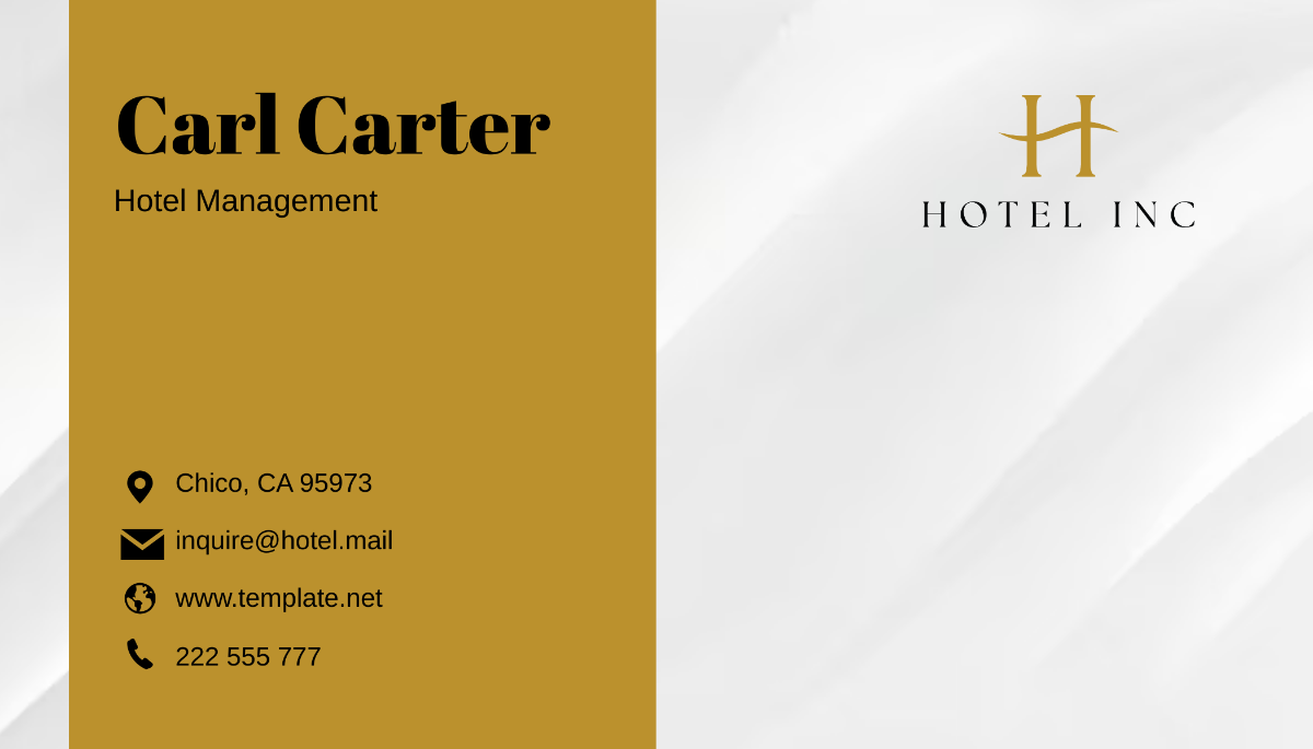 Hotel Management Business Card