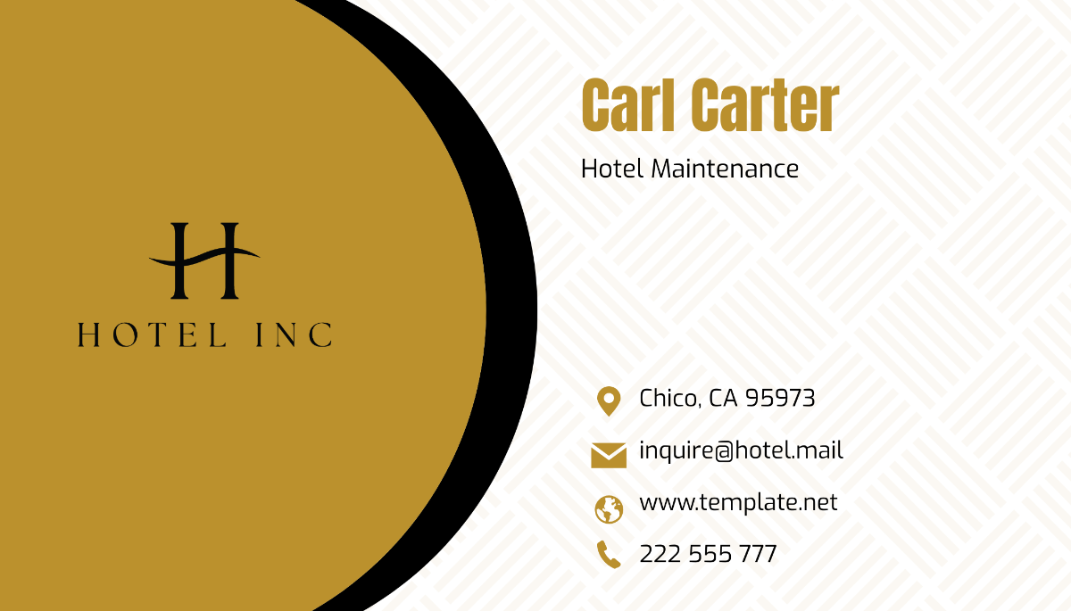 Hotel Maintenance Business Card