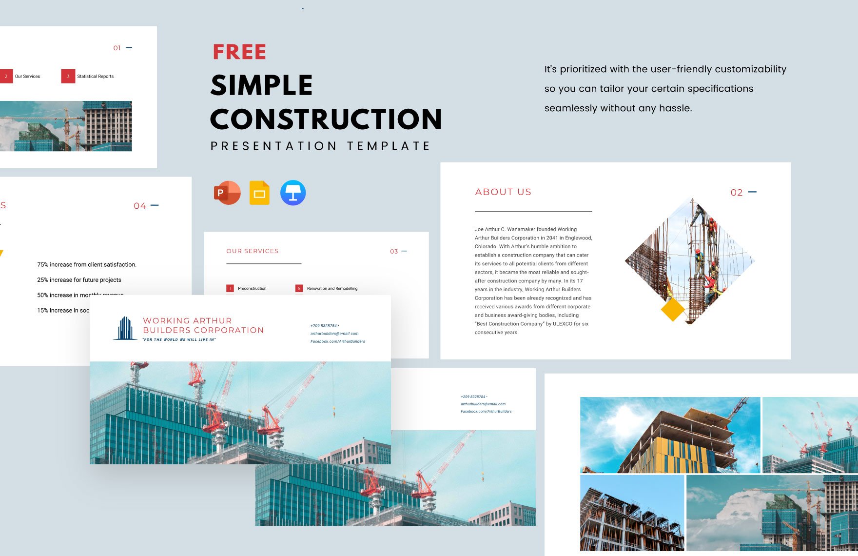 Free Simple Construction Template in PowerPoint, Google Slides, Apple Keynote