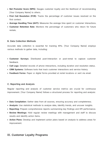 Free Car Rental Customer Service SOP Template to Edit Online