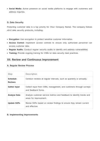 Free Car Rental Customer Service SOP Template to Edit Online