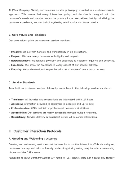 Free Car Rental Customer Service SOP Template to Edit Online