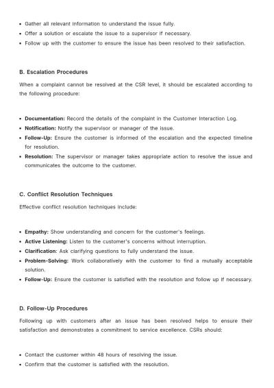 Free Car Rental Customer Service SOP Template to Edit Online