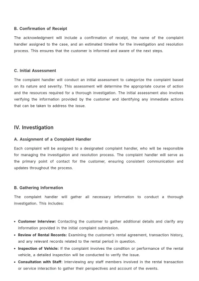 Free Car Rental Complaints Procedure Template to Edit Online