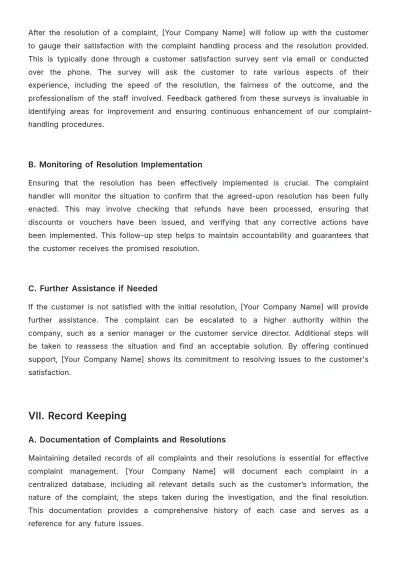 Free Car Rental Complaints Procedure Template to Edit Online