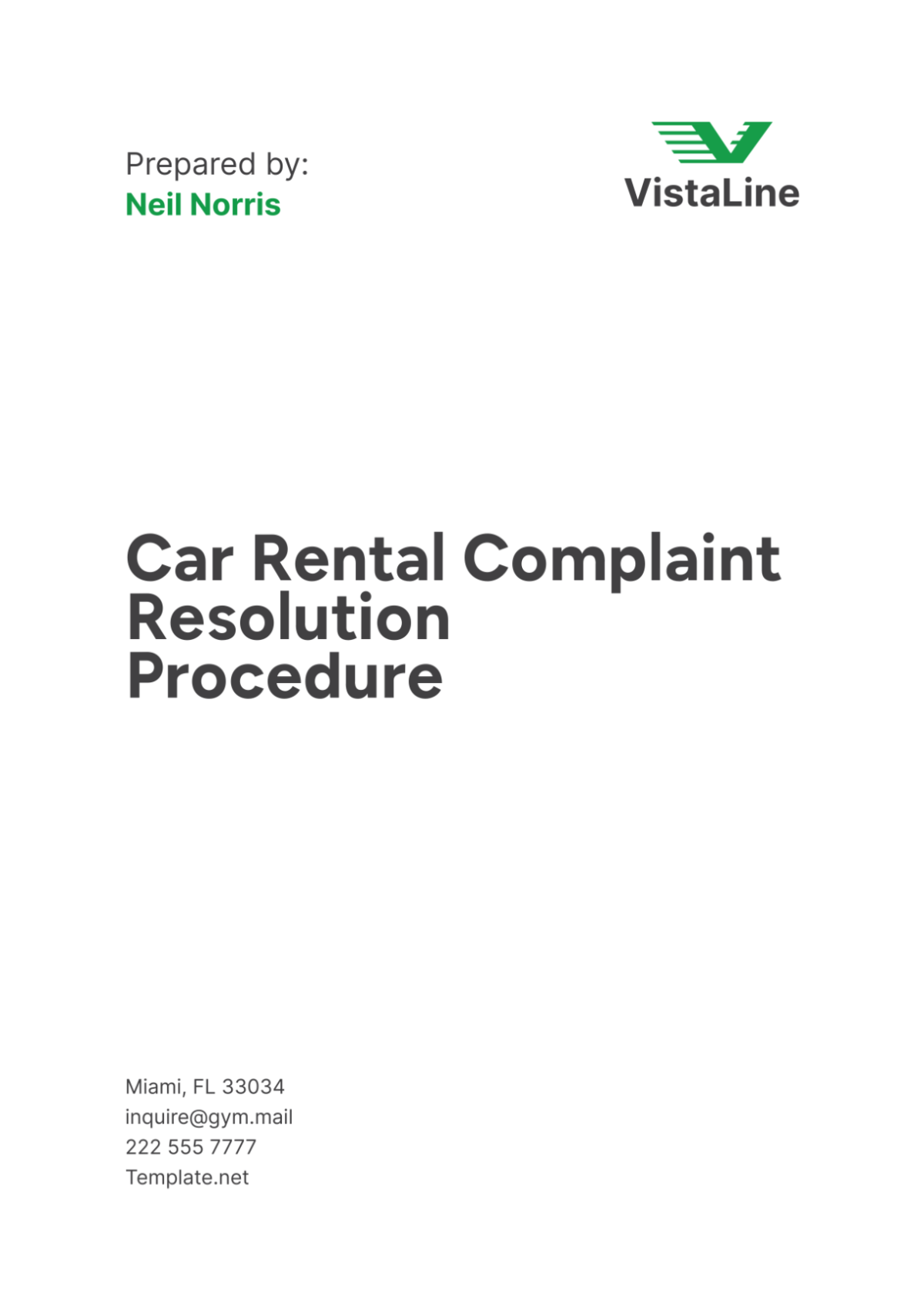 Car Rental Complaint Resolution Procedure Template