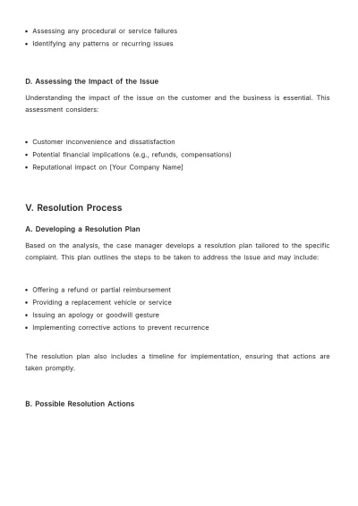 Free Car Rental Complaint Resolution Procedure Template to Edit Online