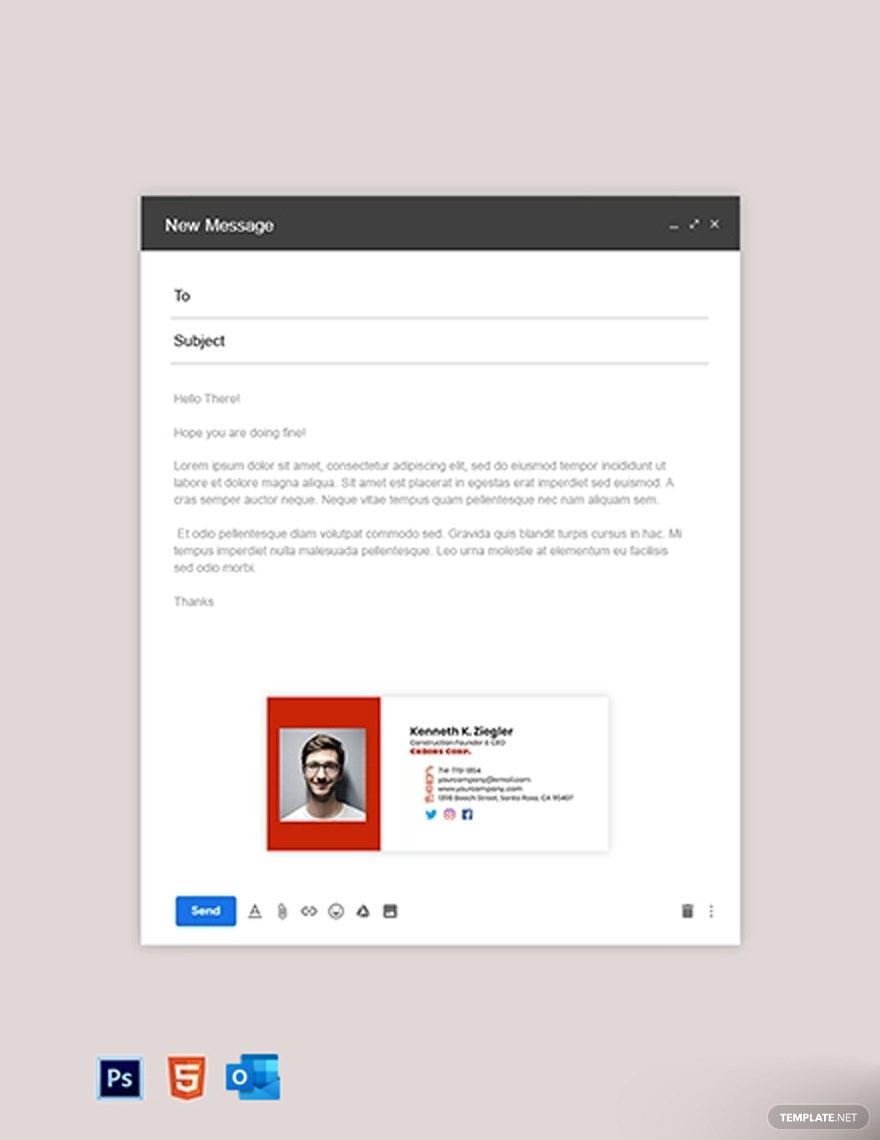 Construction Founder & CEO Email Signature Template in PSD, Outlook, HTML5