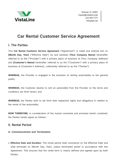 Free Car Rental Customer Service Agreement Template to Edit Online