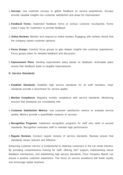 Free Car Rental Customer Retention Strategy Template to Edit Online