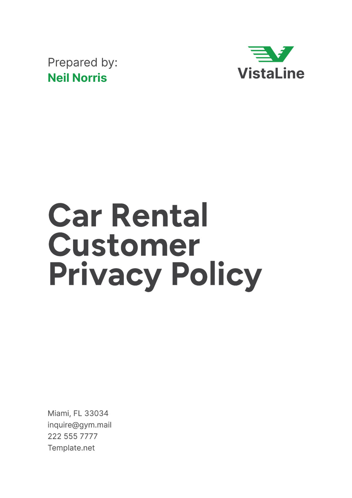 Car Rental Customer Privacy Policy Template - Edit Online & Download