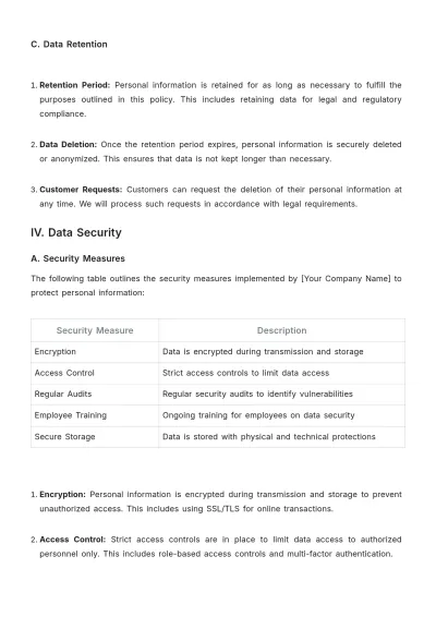 Free Car Rental Customer Privacy Policy Template to Edit Online
