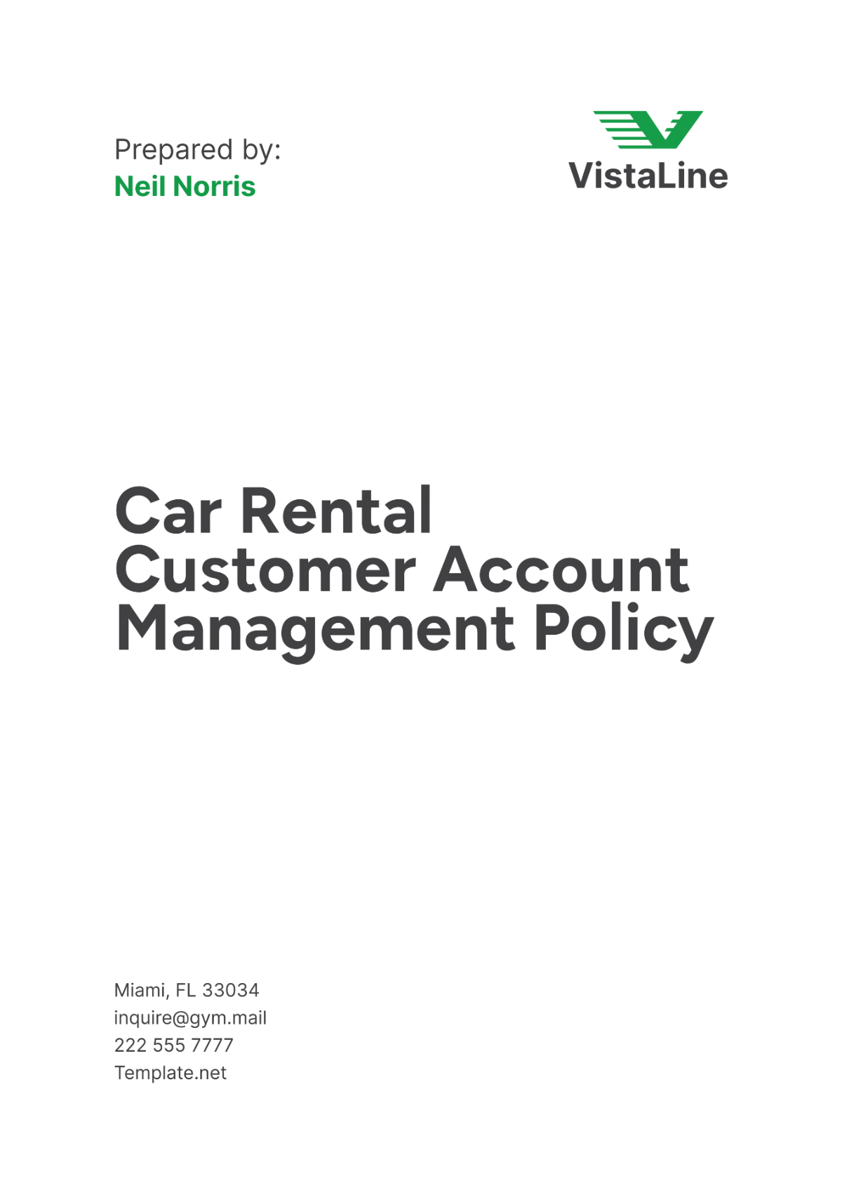 Car Rental Customer Account Management Policy Template - Edit Online & Download