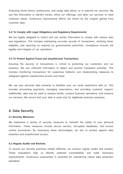 Free Car Rental Privacy Policy Template to Edit Online