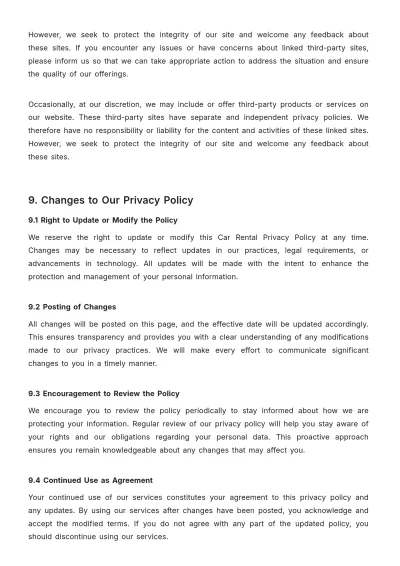 Free Car Rental Privacy Policy Template to Edit Online