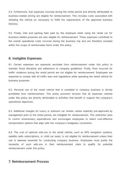 Free Car Rental Reimbursement Policy Template to Edit Online