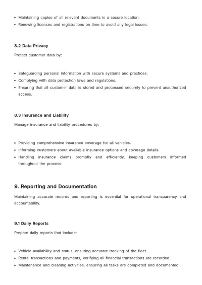 Free Car Rental Company Procedure Template to Edit Online