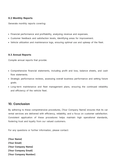 Free Car Rental Company Procedure Template to Edit Online