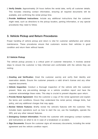 Free Car Rental Company Procedure Template to Edit Online