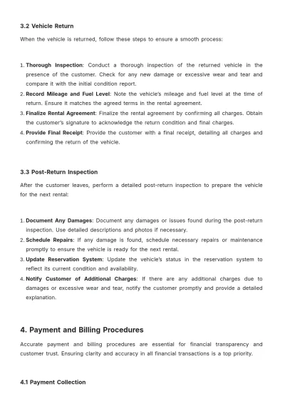 Free Car Rental Company Procedure Template to Edit Online