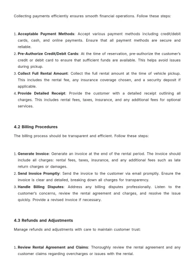 Free Car Rental Company Procedure Template to Edit Online