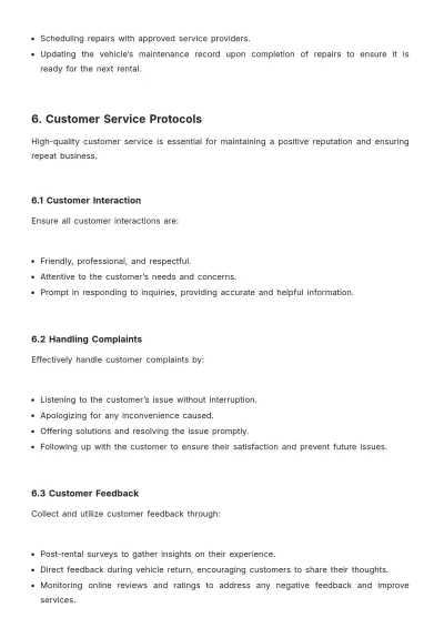 Free Car Rental Company Procedure Template to Edit Online