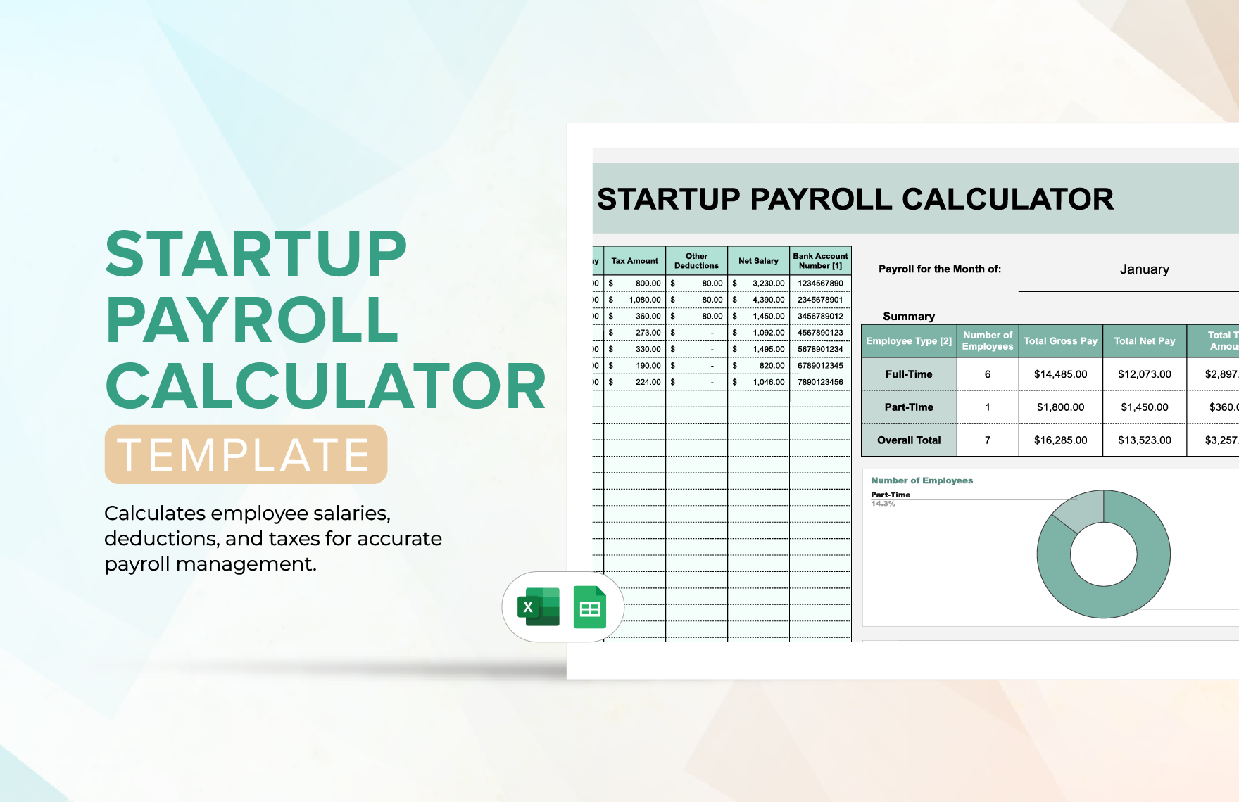 Startup Payroll Calculator Template in Excel, Google Sheets