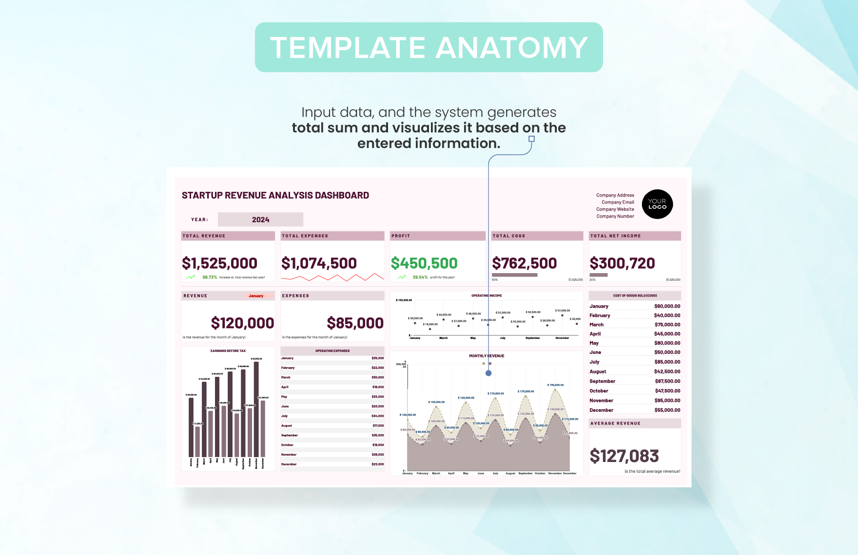 Startup Revenue Analysis Dashboard Template
