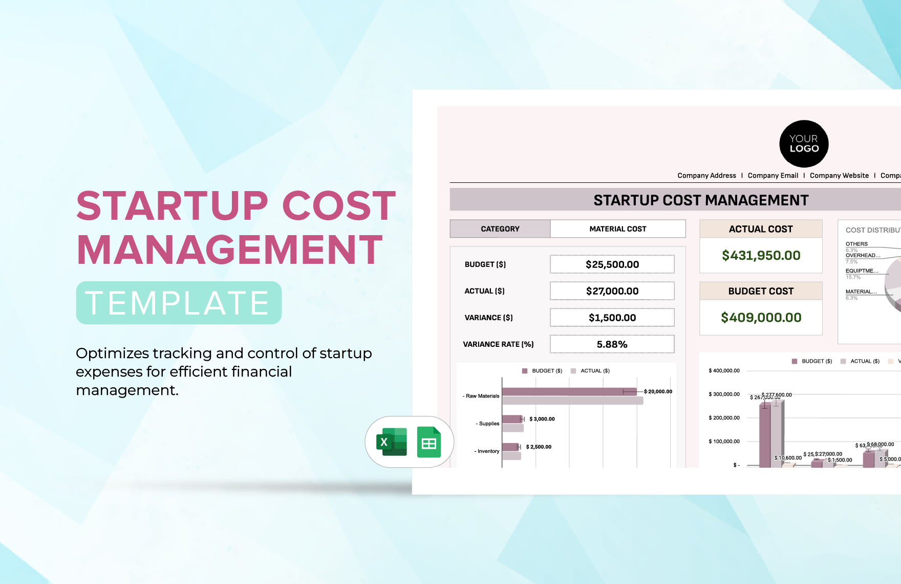 Startup Cost Management Template in Excel, Google Sheets