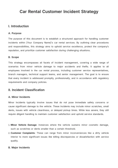 Free Car Rental Customer Incident Strategy Template to Edit Online