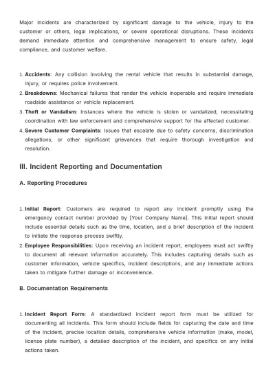 Free Car Rental Customer Incident Strategy Template to Edit Online