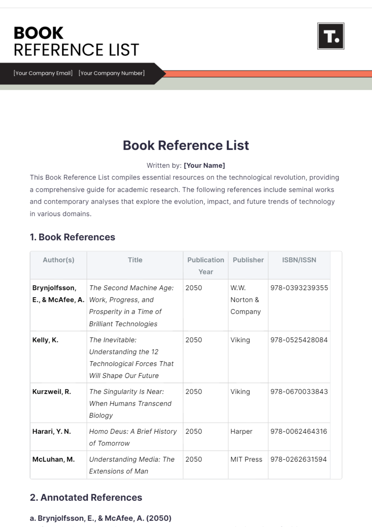 Book Reference List Template - Edit Online & Download