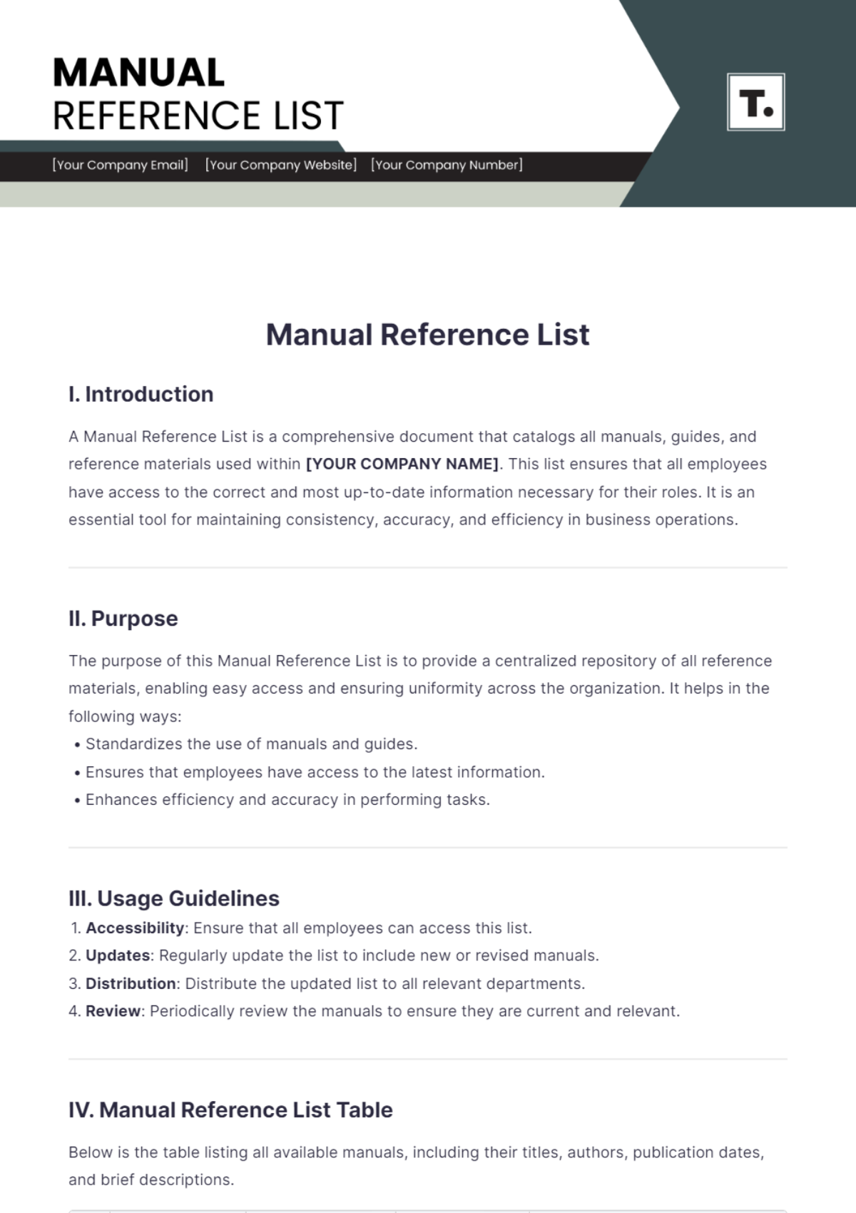 Manual Reference List Template - Edit Online & Download