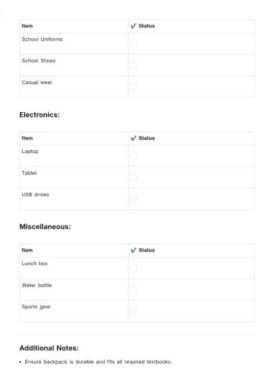 Free Back To School Shopping List Template to Edit Online