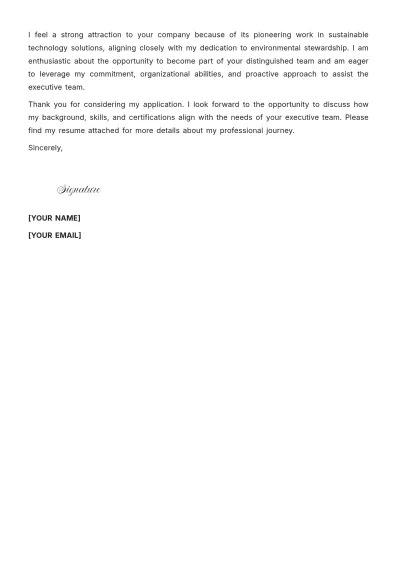 Free C Level Executive Assistant Cover Letter to Edit Online