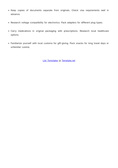 Free Study Abroad Packing List Template to Edit Online
