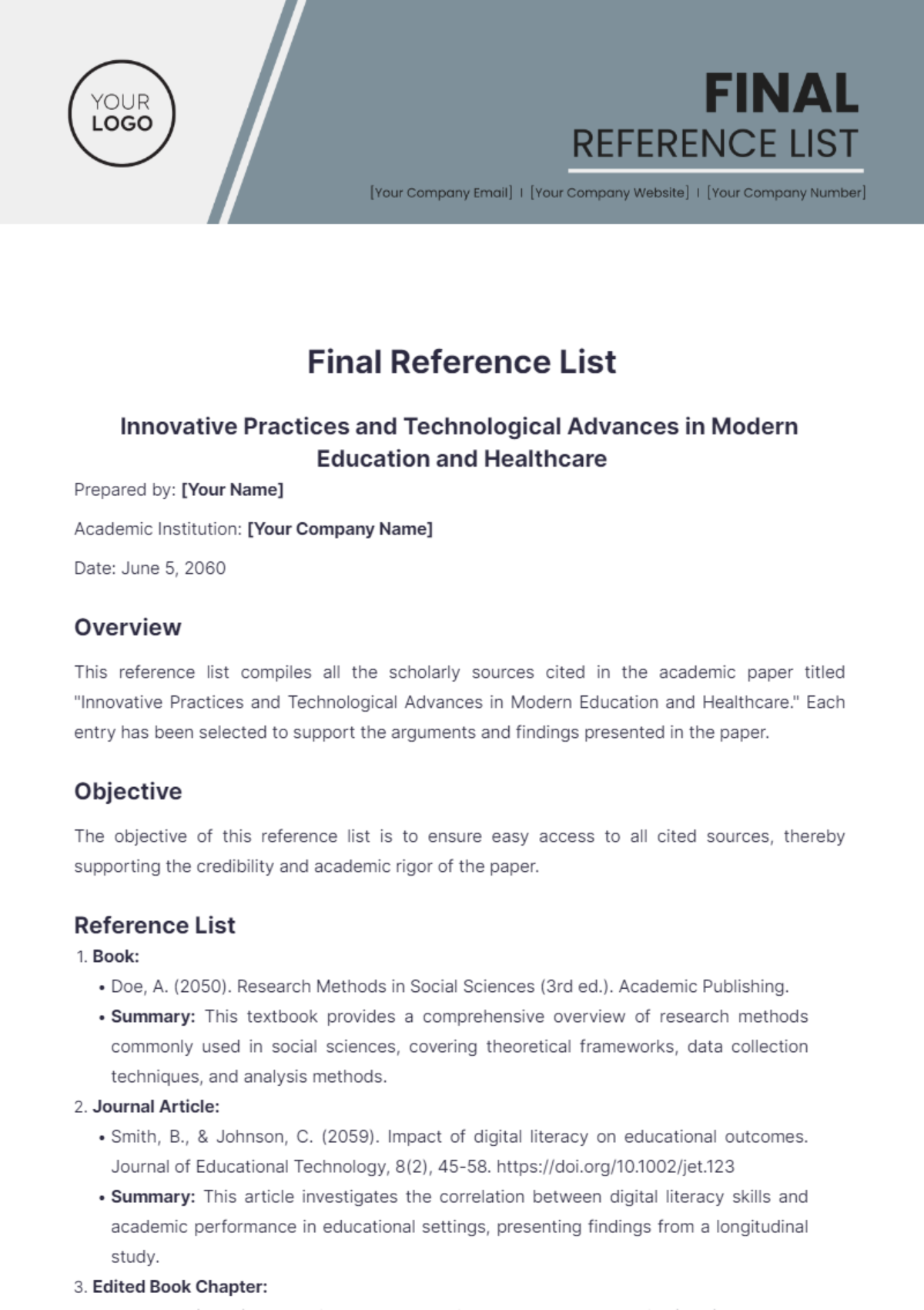 Final Reference List Template - Edit Online & Download