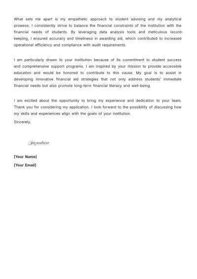 Free Financial Aid Officer Cover Letter to Edit Online