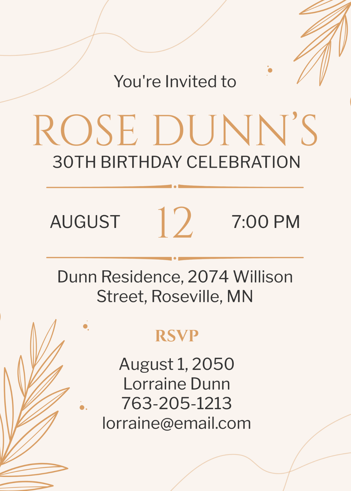 Minimalist 30th Birthday Invitation