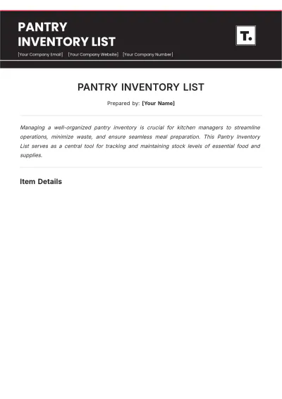 Free Pantry Inventory List Template to Edit Online