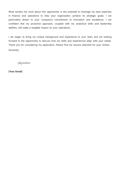 Free Finance And Operations Manager Cover Letter to Edit Online