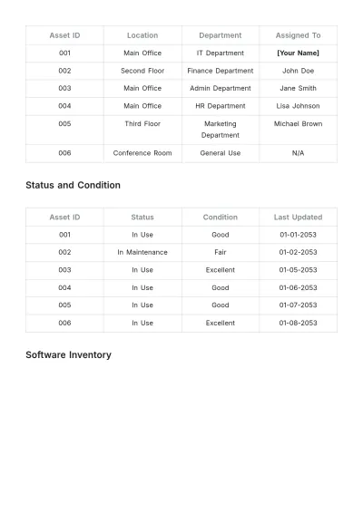 Free IT Inventory List Template to Edit Online