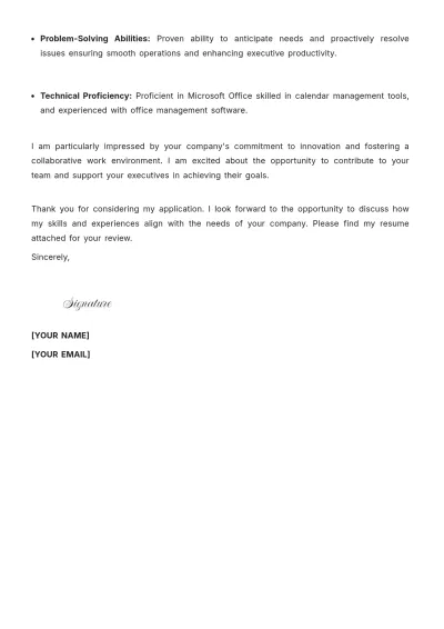 Free Executive Personal Assistant Cover Letter to Edit Online