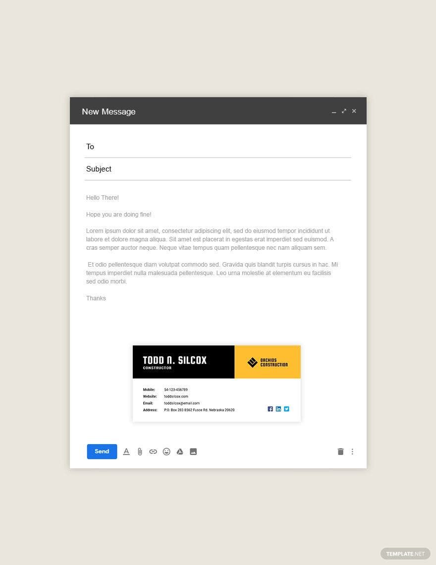Basic Construction Email Signature Template in Outlook