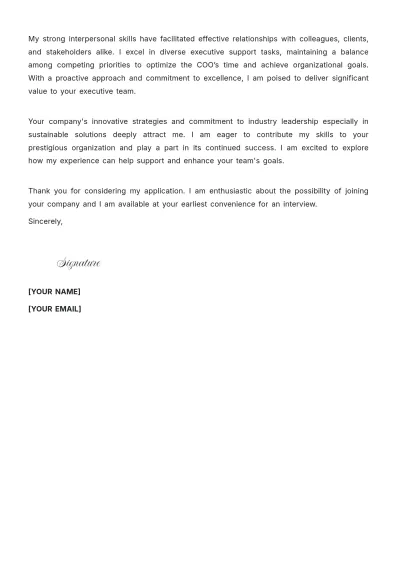 Free Executive Assistant To Coo Cover Letter to Edit Online